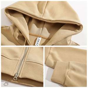 Custom for Puff Print Oversized Cropped <b>Zip</b> Hoodie Unisex Acid Wash Cotton <b>Cardigan</b> <b>Men's</b> Loose Fit Custom OEM Print - Product Image 2