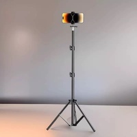 Support de téléphone portable pliable support 2.1m trépied extensible avec anneau lumineux pour appareil photo Smartphone