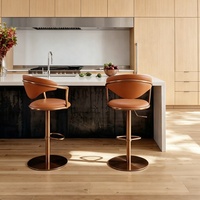 Tabouret de bar moderne et confortable, pivotant et réglable en hauteur, avec dossier, style luxe discret, pour usage domestique
