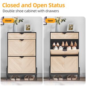 Mueble Zapatero <span class=keywords><strong>Estrecho</strong></span> y Oculto con 3 Cajones, Estilo Retro, para Entrada, con Almacenamiento Extraíble, de Lujo - Product Image 2