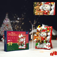 Divertido y Creativo Kit de Bloques de Construcción Navideños, Caja Musical de Plástico con Luz, Marco de Fotos 3D, Ladrillos de Casa Transformables, Juguete Modelo