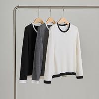 Pull en cachemire haut de gamme pour femme, col rond, tricot fin, collection automne 62462