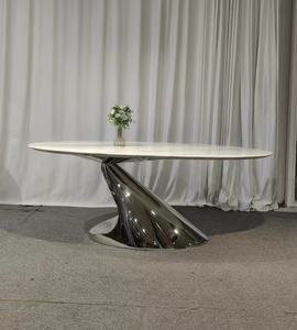 <span class=keywords><strong>Table</strong></span> à manger en marbre blanc <span class=keywords><strong>de</strong></span> luxe importé d'Italie, béton victorien, pierre frittée, 8 places, ensemble <span class=keywords><strong>de</strong></span> salle à manger pour 10 personnes - Product Image 4