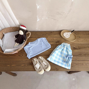 Ensemble deux pièces en coton pour filles, été 2025, nouveau gilet sans manches à carreaux élégant pour petites et jeunes filles, <span class=keywords><strong>tenue</strong></span> tendance - Product Image 4