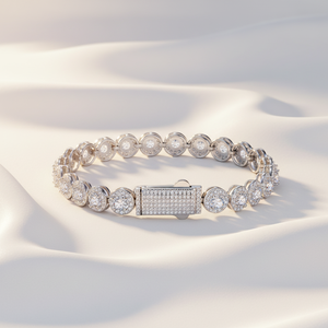 Chaîne cubaine Miami en argent sterling S925 avec moissanite incolore taille brillant 7 mm, halo épais et cluster éclatant, style streetwear bling-bling - Product Image 5