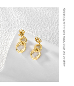 Luxury Crystal Drop Earrings Women Stylish 5A Cubic Zircon Double Circle Geometric Design Jewelry - Product Image 2