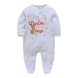 New Arrival Baby Romper Clothes White Boys Jumpsuit Velour Fabric Soft Girls Clothing Overalls Cartoon Animal Pajamas For 0-12 M