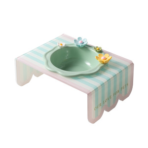 Bol en céramique pour animaux de compagnie avec support en acrylique, plat surélevé pour l'alimentation des chats et des chiens, ensemble de bols pour nourriture et eau - Product Image 5