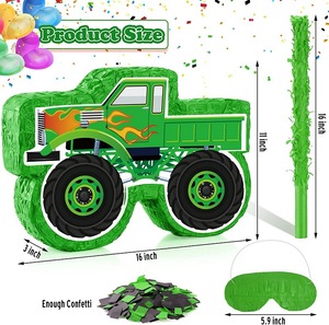 Piñata de Camioneta Pequeña para Niños, Piñata de Construcción con Palo, Antifaz y Confeti para Eventos de Carnaval, Fiesta, Decoración y Juego - Product Image 2
