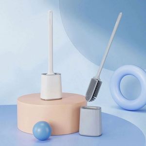 Brosse de toilette détachable double face avec base, fixation murale sans perçage, brosse de nettoyage de toilettes à long manche - Product Image 1