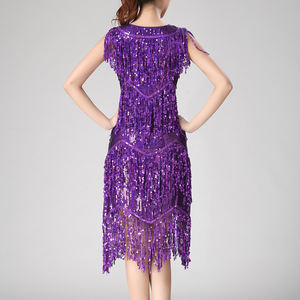 Vestido de Baile Latino para Mujer, Estilo Años 20, Sexy, con Lentejuelas y Flecos, Traje de Actuación, Atuendo de Práctica Precisa, para Competencia de Escenario - Product Image 4