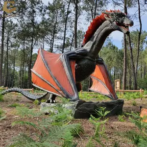 CCAD11-parque temático del Dragón real, modelo animatrónico rojo, simulación de vuelo, dragón occidental