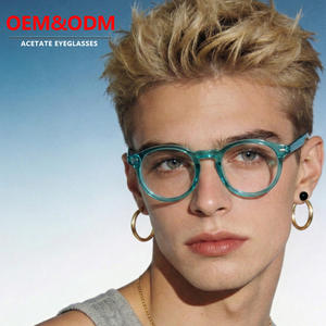 Kính mắt gọng tròn, khung đầy đủ, 4 màu, logo tùy chỉnh, chất liệu acetate, dành cho nam và nữ, nhận đặt hàng OEM ODM - Product Image 2