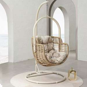 195X95CM Panier Suspendu Chaise En Rotin Balcon Intérieur <span class=keywords><strong>Midi</strong></span> Pause Nid D'oiseau Chaise Balançoire Extérieur Berceau Chaise Suspendue - Product Image 4