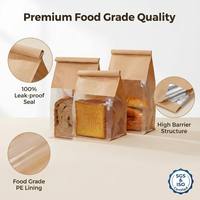 Sac d'emballage réutilisable pour pain et toasts, finition mate, avec fermeture à lien métallique, fond plat, en plastique et papier, pour une fraîcheur durable