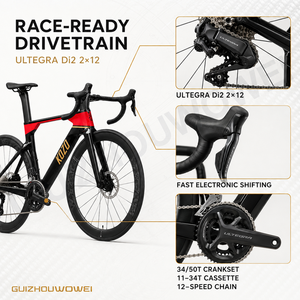Bicicleta de Carretera de Carbono T800 700C Ultegra Di2 2x12 Velocidades, Bicicleta de Carretera Aerodinámica con Frenos de Disco Hidráulicos, Personalizada, OEM, Venta al Por Mayor de Fábrica - Product Image 5