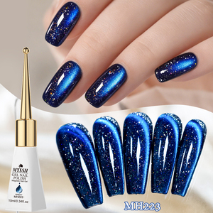 MTSSII 10ml Gel à ongles bleu réfléchissant à base d'eau, sans colle, magnétique, non toxique pour la manucure en salon - Product Image 1