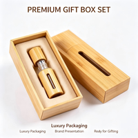 Flacon à bille en verre avec manchon en bambou et fenêtre visible, écologique, 3ml 5ml 10ml 15ml, flacon à bille en acier inoxydable
