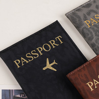 Dompet Perjalanan Motif Leopard PU untuk Liburan, Penutup Passport Kulit PU dengan Desain Cap Emas, Hadiah Pernikahan Promosi