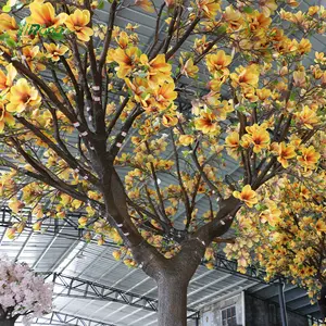 Fai da te personalizzato fatto a mano artificiale grandi 3.5m 4m giallo finta Magnolia alberi per caffetteria ristorante Hotel caffetteria