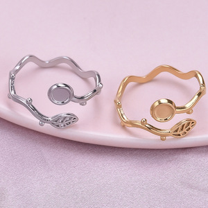 Bague en acier inoxydable 304 pour femmes, couleur or argent, ouverte et réglable, bijoux tendance - Product Image 2
