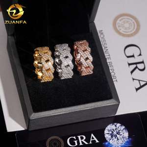 2 disegni a cerchio ghiacciati VVS Moissanite Full Diamond Hip Hop anelli gioielli in <span class=keywords><strong>argento</strong></span> 925 massiccio gioielli 2 righe anello per <span class=keywords><strong>uomo</strong></span> - Product Image 6