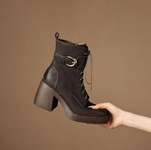 Botas Cortas de Piel de Oveja Personalizadas, Botas de Moda con Punta en Pico, Botas de Mujer de Alta Gama - Product Image 5