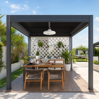Pergola en aluminium robuste avec lames motorisées entièrement automatiques, coulissantes et pliantes, imperméable