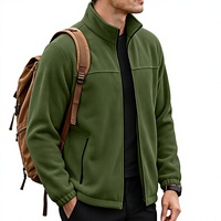 Jaket Fleece Pria Model Longgar Gaya Eropa/Amerika untuk Musim Gugur/Dingin, Warna Solid, Tahan Angin, Tebal, Cocok untuk Aktivitas Luar Ruangan