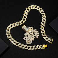 Iced out Bling Or Argent Zircon Charm Collier avec Couronne Lettres Pendentif À La Mode Hip Hop Bijoux pour Hommes Femmes Cadeau De Mariage
