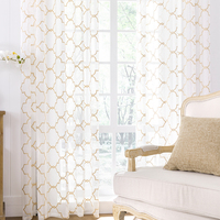 Translucide Marocain Broderie Texturé Tissu Transparent Rideau Voile Blanc Tulle Fenêtre Panneau Rideaux pour Salon Chambre