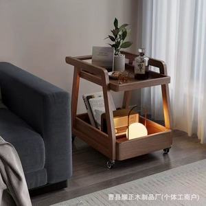 Mesa auxiliar de madera maciza transfronteriza con ruedas, mesa de centro móvil, carrito de noche para sala de estar en el hogar - Product Image 4