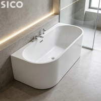 Baignoire autoportante en acrylique renforcé de fibre de verre et résine, blanche, pour bain froid profond, 1,7/1,8 m