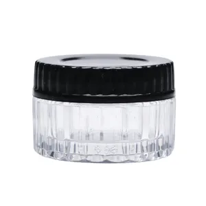 5g Empty Clear Plastic Acrylic Nail Glitter Pots Black Lid Dipping Powder Jar
