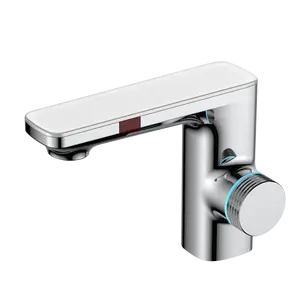 GIBO- Infrared sensor faucet bathroom new LED light screen temperature faucet silver color faucet