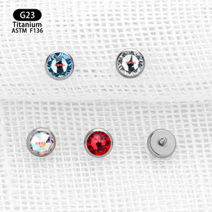 Clous en titane G23 F136 avec cristaux, 4 mm, boule ronde, serti clos, bijoux de piercing pour oreille, lèvre, cartilage - Product Image 3