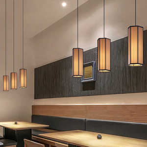 Lampes suspendues de style japonais, rectangulaires, base d'ampoule E27, pour salle de thé, restaurant, comptoir de bar, luminaires - Product Image 2