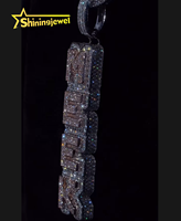 Pendentif Moissanite de Rappeur VVS Totalement Givré en Argent 925, Testeur de Diamant, Certificat GRA, Pendentif Hip Hop Personnalisé Lettre Nom