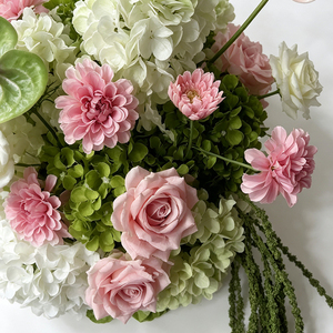 Pastel Pink White Green Silk Handmade Modern Artificial Flower Wedding Aisle Road Lead <b>Decor</b> - Product Image 4
