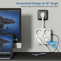 Multiprise murale de haute qualité 16A avec 4 prises AC et 3 ports USB-A, prise EU, PD20W, 90-265V