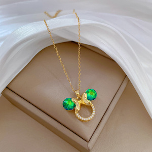 Collana con Ciondolo a Forma di Testa di <span class=keywords><strong>Topolino</strong></span> in Acciaio Inossidabile Placcato Oro 18k PVD con Zirconi, Gioiello per Donne - Product Image 5