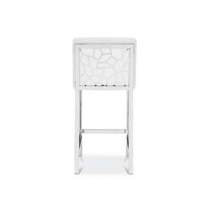 Contemporary Design Stylish Polished Kitchen Counter <strong>Stool</strong> with <strong>White</strong> Leather Cushioning for Home <strong>Bar</strong> - Product Image 4