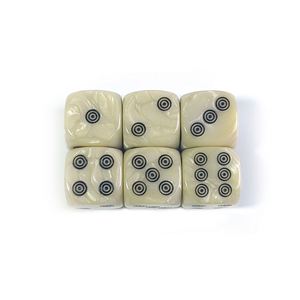 Dados de acrílico personalizados de 16 mm D6, color blanco marfil, con puntos circulares negros y esquinas redondeadas, nuevo estilo - Product Image 1