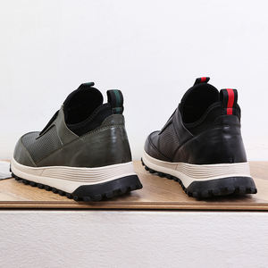 Zapatos de cuero personalizados para hombre, zapatillas informales para correr a la moda, color blanco y negro, venta al por mayor, 2022 - Product Image 6