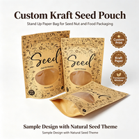 Sachet Doypack Personnalisé en Papier Kraft avec Fenêtre Transparente et Fermeture Zip Refermable pour Emballage Alimentaire (Noix, Graines, Épices, Snacks)