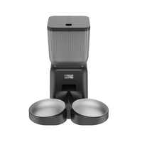 Distributeur intelligent d'aliments pour animaux de compagnie en acier inoxydable et plastique, écologique, 4,5 L, double bol, alimentation à distance via application mobile, programmation de l'alimentation - Vente en gros B2B