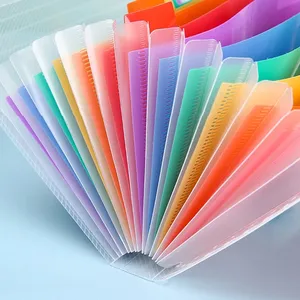 Wholesale PP Plastic Rainbow Color Layers A4 Document Holder Desk File Storage Bag 12 Pocket Organizer Expandable File Folder