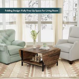 Wooden simple <b>folding</b> coffee <b>table</b>, foldable coffee <b>table</b> on both sides of the living room, suitable for <b>small</b> apartments, - Product Image 4