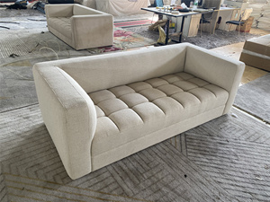 Beige Wohnzimmer-Sofagarnitur Komfortabel mit Weicherem Stoff & Holz-Sektion für Heim- und Hotelgebrauch Sofa - Product Image 4