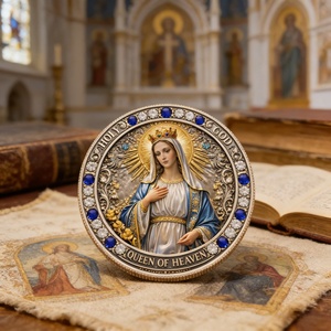 Pièce de monnaie commémorative religieuse 3D en gros, la Reine du Ciel, Prière du Seigneur, pièce de collection pour la dévotion et les cadeaux - Product Image 6